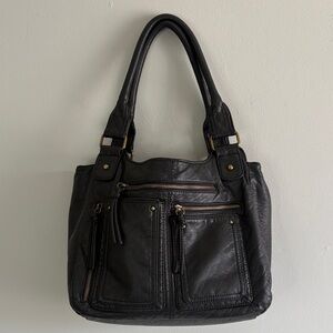 Bueno Y2K Black Multi Pocket Moto Shoulder Bag
